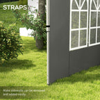 2 Pack Gazebo Side Panels with Window for 3 x 3 m Pop Up Gazebo, Dark Grey