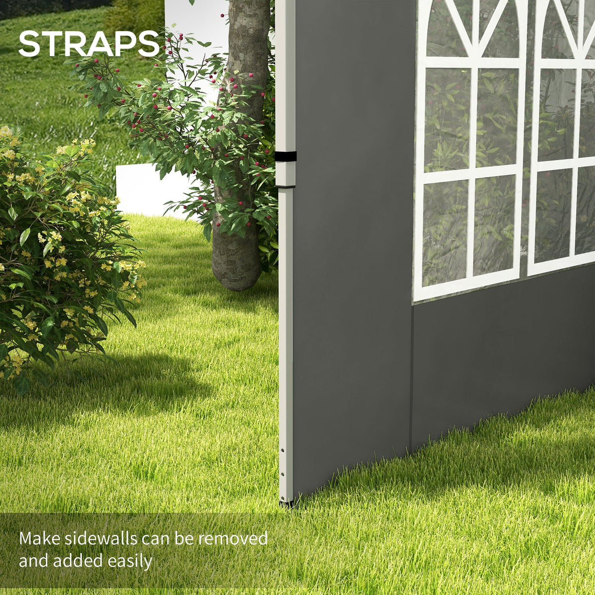 2 Pack Gazebo Side Panels with Window for 3 x 3 m Pop Up Gazebo, Dark Grey