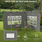2 Pack Gazebo Side Panels with Window for 3 x 3 m Pop Up Gazebo, Dark Grey