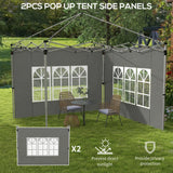 2 Pack Gazebo Side Panels with Window for 3 x 3 m Pop Up Gazebo, Dark Grey