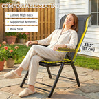 Set of 2 Folding Patio Chairs with Footrest and 5-Position Recline, Dark Grey