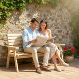 2 Seater Wooden Garden Bench with Convertible Middle Table, Natural