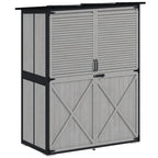 Wood Outdoor Storage Cabinet with Lock and Shelves, Gray