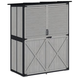 Wood Outdoor Storage Cabinet with Lock and Shelves, Gray