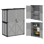 Wood Outdoor Storage Cabinet with Lock and Shelves, Gray