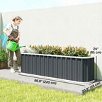 7' x 2' x 2' Galvanized Raised Garden Bed with Gloves, Dark Grey