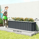 7' x 2' x 2' Galvanized Raised Garden Bed with Gloves, Dark Grey