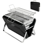 Folding Portable Charcoal BBQ Grill with Handle and Foldable Legs, Black