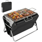 Folding Portable Charcoal BBQ Grill with Handle and Foldable Legs, Black