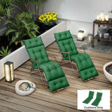 190 x 56 x 10cm Sun Lounger Cushions Set of 2, 220gsm UPF20+ Fabric with 6 Ties, Green