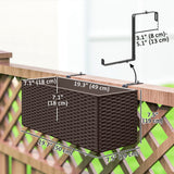 2 Pack 20" Railing Planter Boxes with Hooks and Drainage, Brown