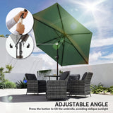 2.6 m Garden Parasol with Tilt, Crank, Vent & Aluminium Pole, Dark Green