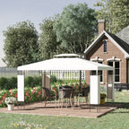 10' x 13' Outdoor Gazebo with Double Roof and Screen Panels, White