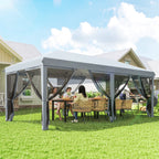 10' x 20' Pop-Up Canopy Tent with Removable Mesh Sidewall Netting, Grey