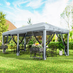 10' x 20' Pop-Up Canopy Tent with Removable Mesh Sidewall Netting, Grey