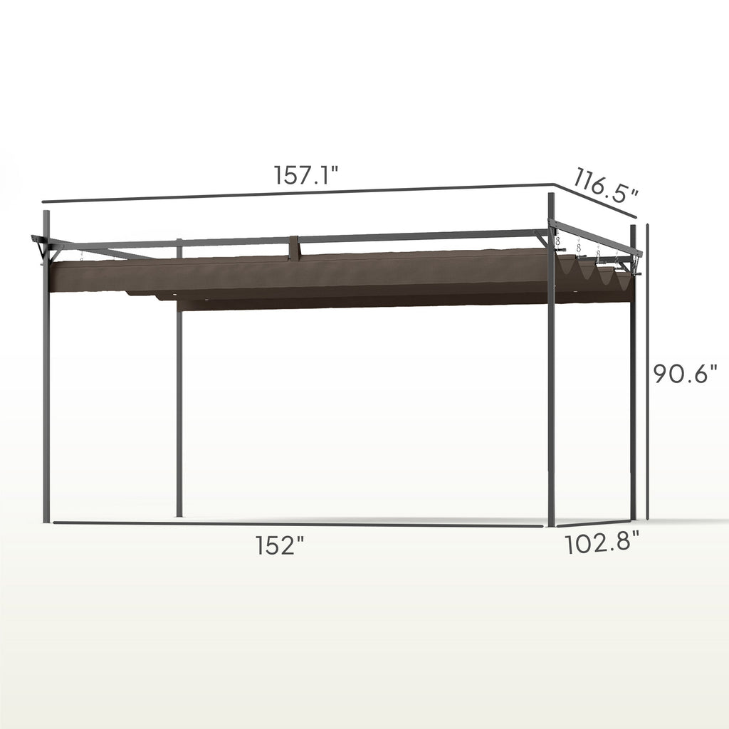 10' x 13' Retractable Pergola Canopy, Brown