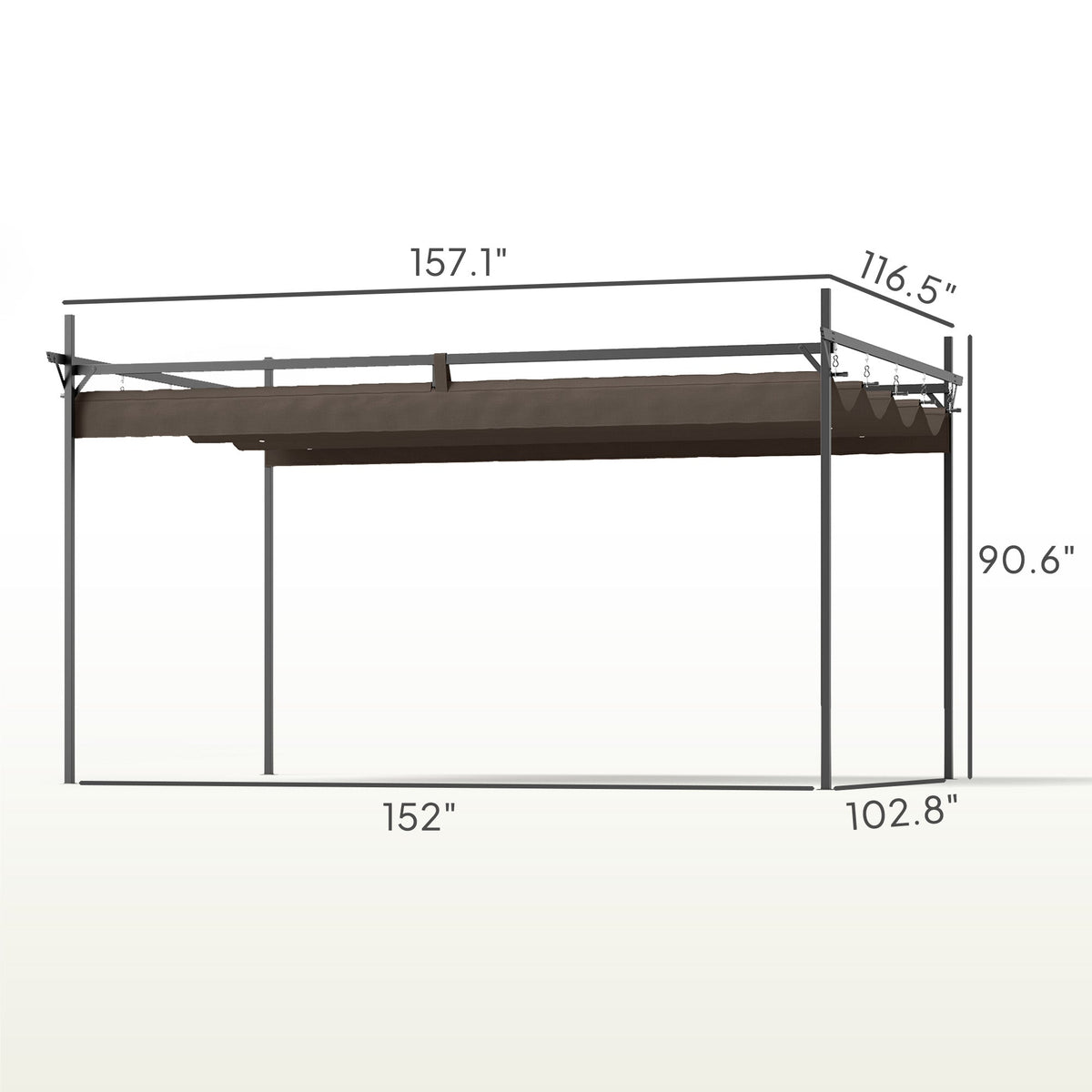 10' x 13' Retractable Pergola Canopy, Brown