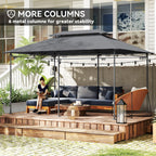 10' x 13' Patio Gazebo with Double Roof and Curtains, Grey