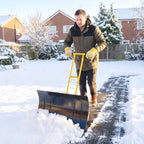 Snow Pusher with Wheels, 5-Level Handle & 7-Angle Blade, 29" x 18" Yellow