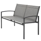 2 Seater Metal Garden Bench with Texteline Seat, Grey