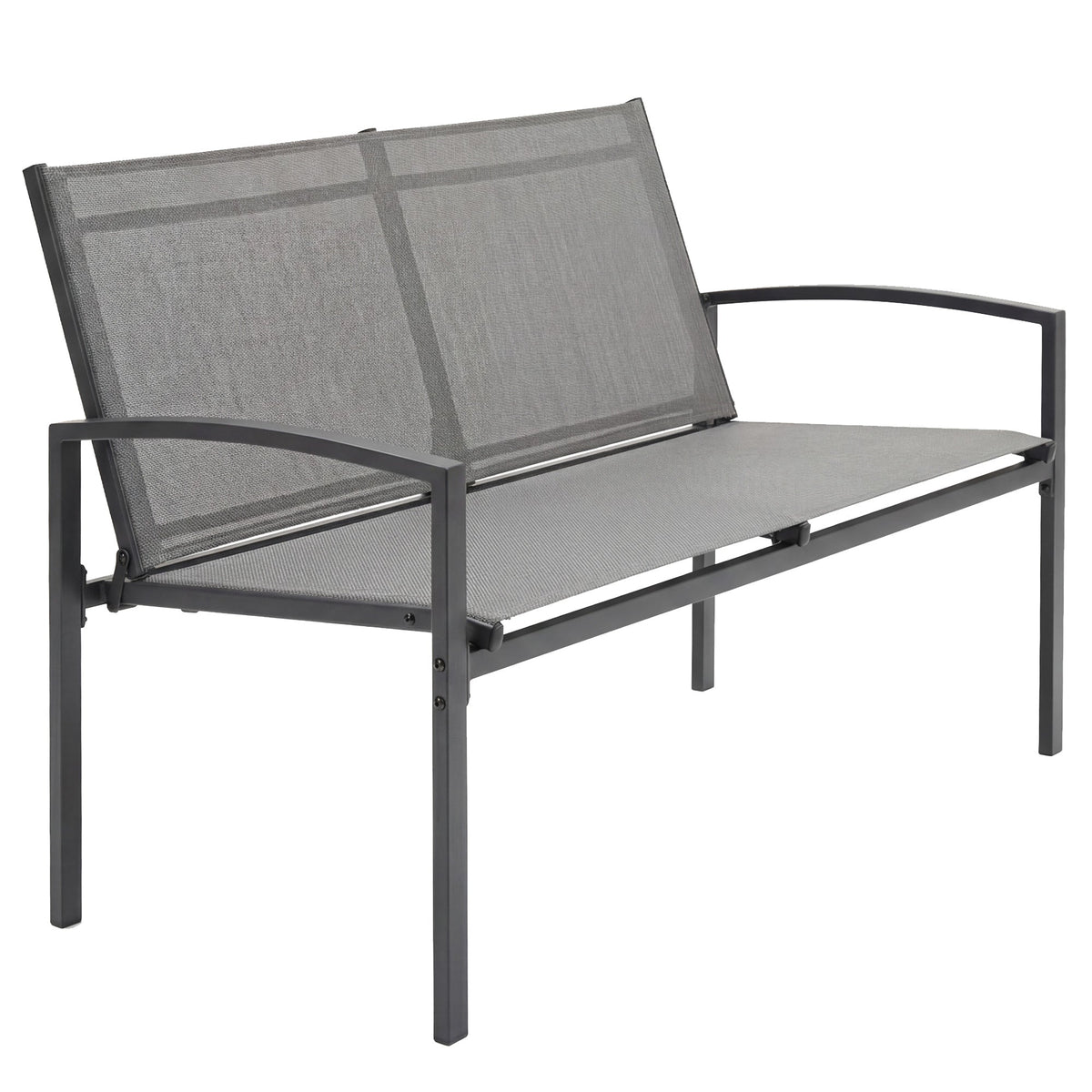 2 Seater Metal Garden Bench with Texteline Seat, Grey