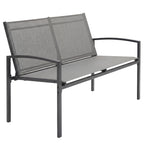 2 Seater Metal Garden Bench with Texteline Seat, Grey