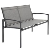 2 Seater Metal Garden Bench with Texteline Seat, Grey