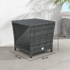 2-Tier PE Rattan Side Table with Storage Shelf, Grey