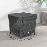 2-Tier PE Rattan Side Table with Storage Shelf, Grey