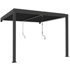 3 x 3 m Dark Grey Louvered Pergola with Adjustable Metal Roof, LED Lights