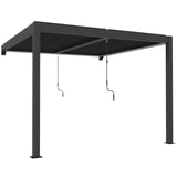 3 x 3 m Dark Grey Louvered Pergola with Adjustable Metal Roof, LED Lights