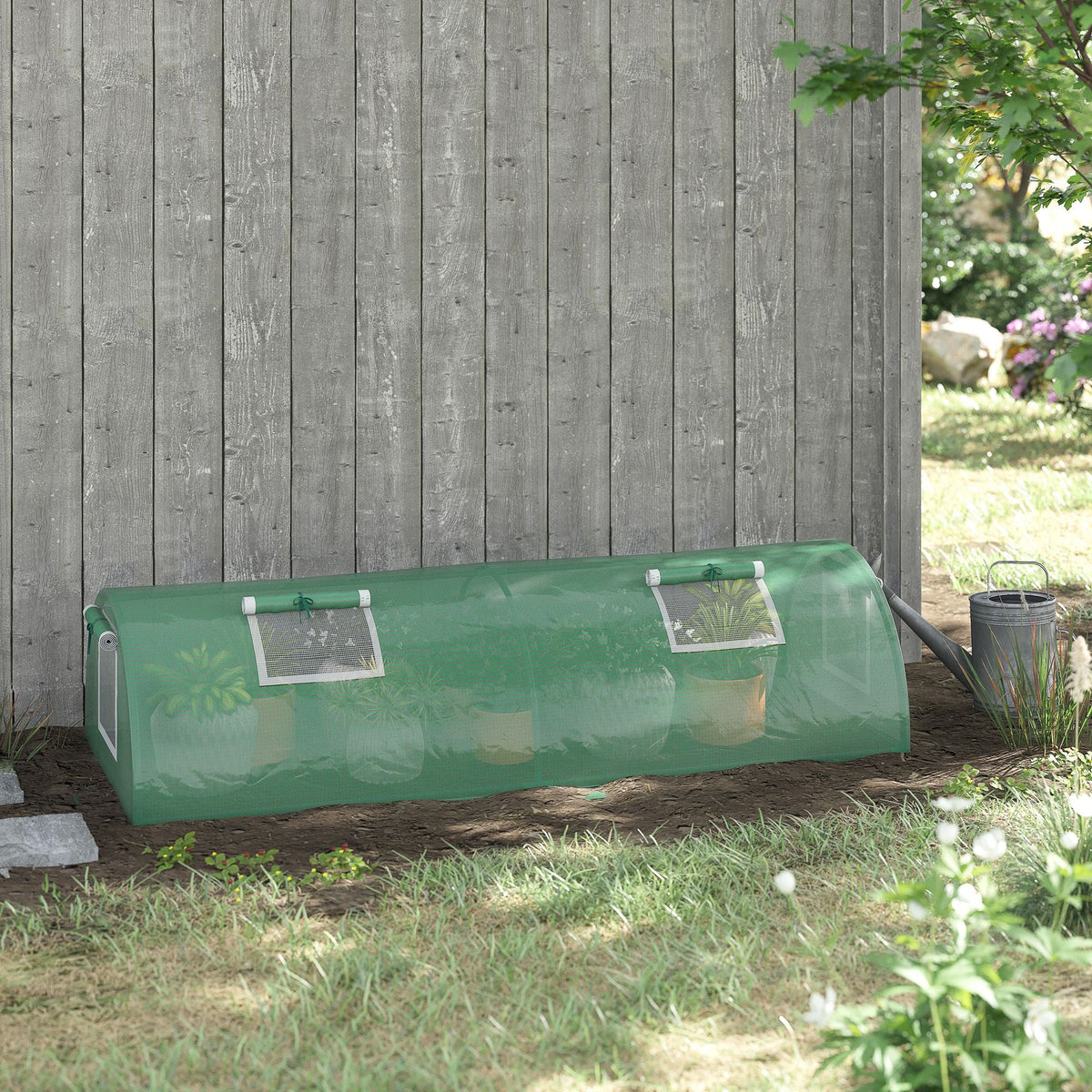 7' x 3' x 2' Portable Mini Greenhouse with 5 Mesh Windows, Green
