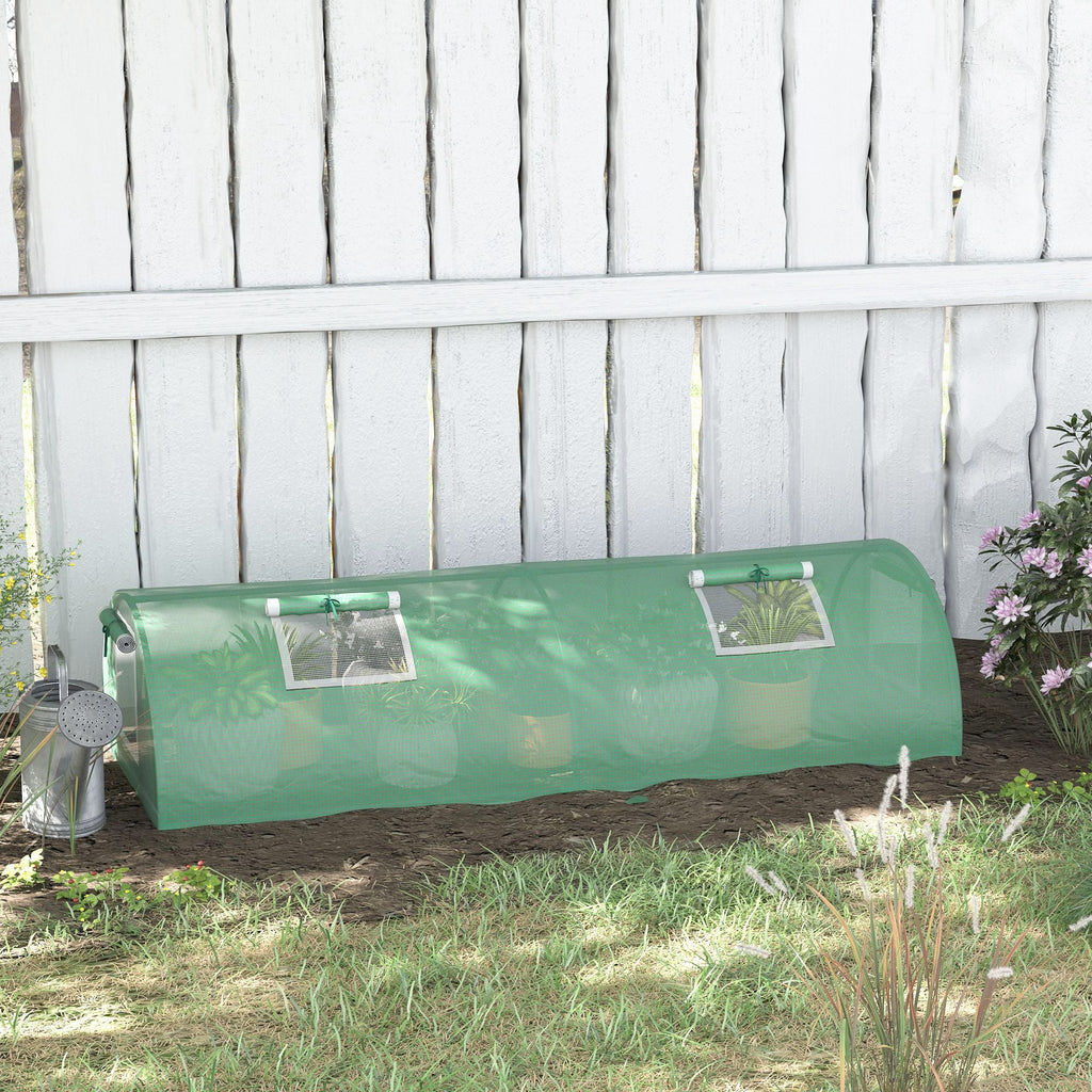 7' x 3' x 2' Portable Mini Greenhouse with 5 Mesh Windows, Green