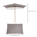 7' x 10' Wooden Patio Umbrella with Top Vent, Grey