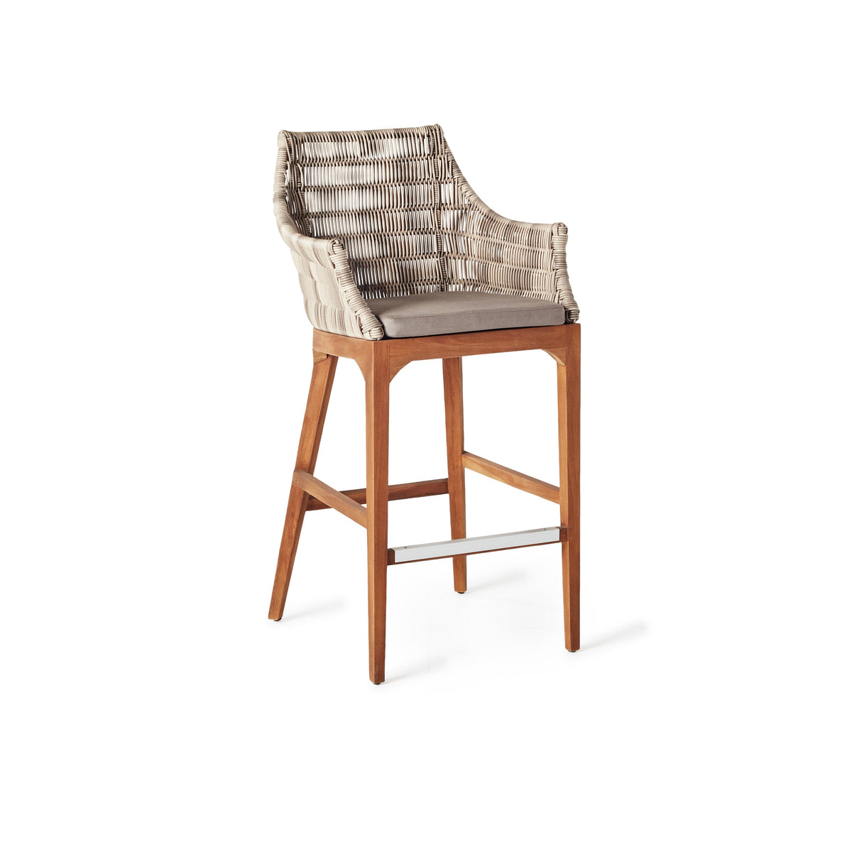 Madera Bar Chair in Teak and All-Weather Wicker