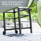 Outdoor Grill Cart with Stainless Steel Top, 2 Shelves and Wheels, Charcoal Grey