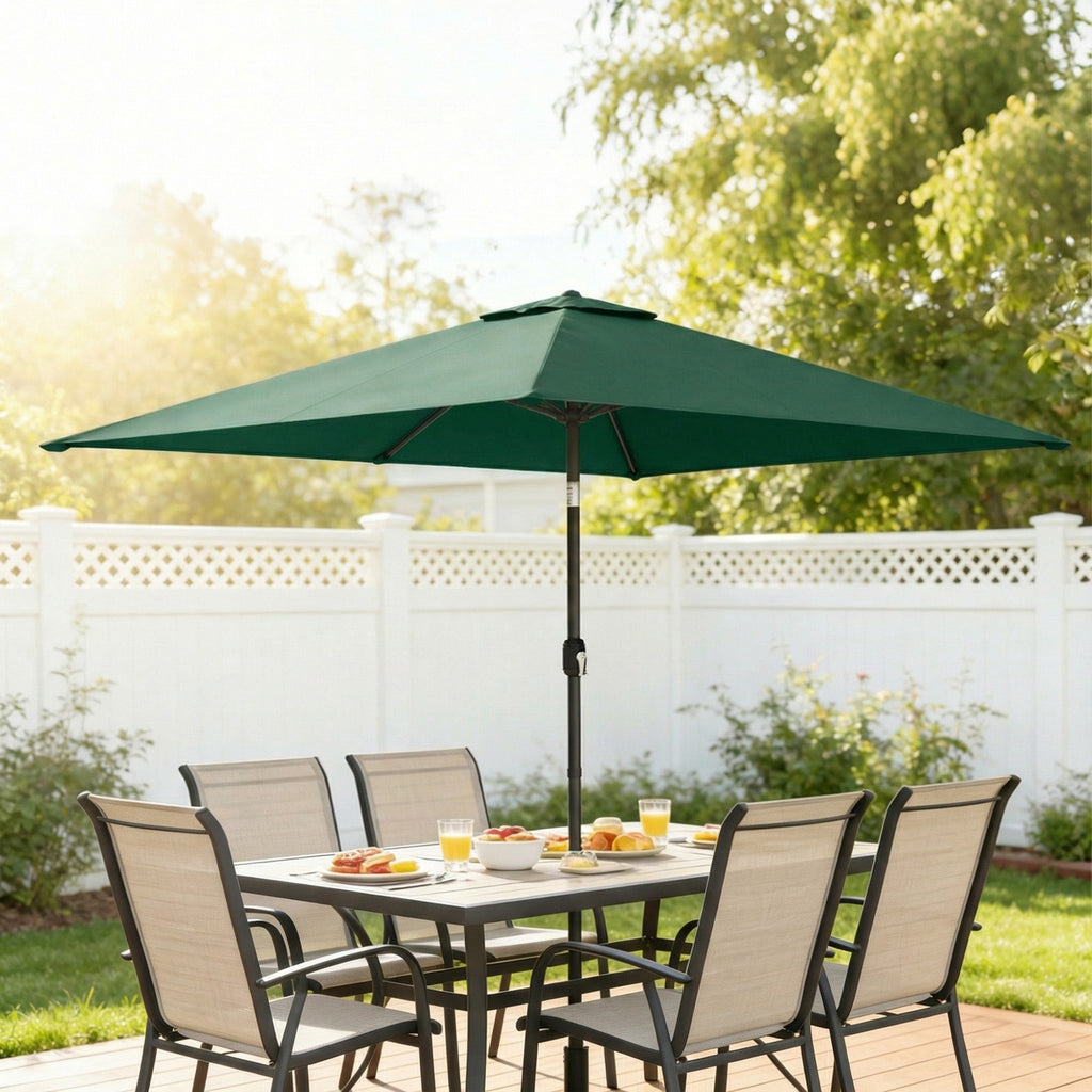 3 x 2 m Garden Parasol with Crank Handle and Tilt Function, Green