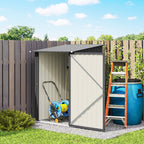Lean-to Steel Garden Shed 3.3ft x 3.4ft with Lockable Door for Patio or Garden Storage, Dark Grey