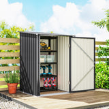 Lean-to Steel Garden Shed 3.3ft x 3.4ft with Lockable Door for Patio or Garden Storage, Dark Grey