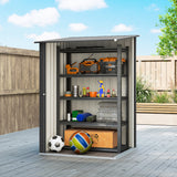 Lean-to Steel Garden Shed 3.3ft x 3.4ft with Lockable Door for Patio or Garden Storage, Dark Grey