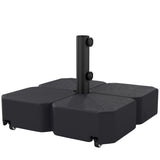 Square Patio Umbrella Base with Wheels, Black