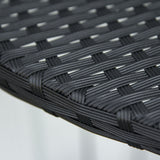 39.4" Half Round PE Rattan Side Table with Metal Frame, Black