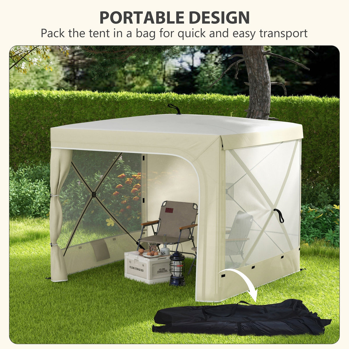 7' x 8' Pop Up Canopy Tent with Curtains and Netting, White