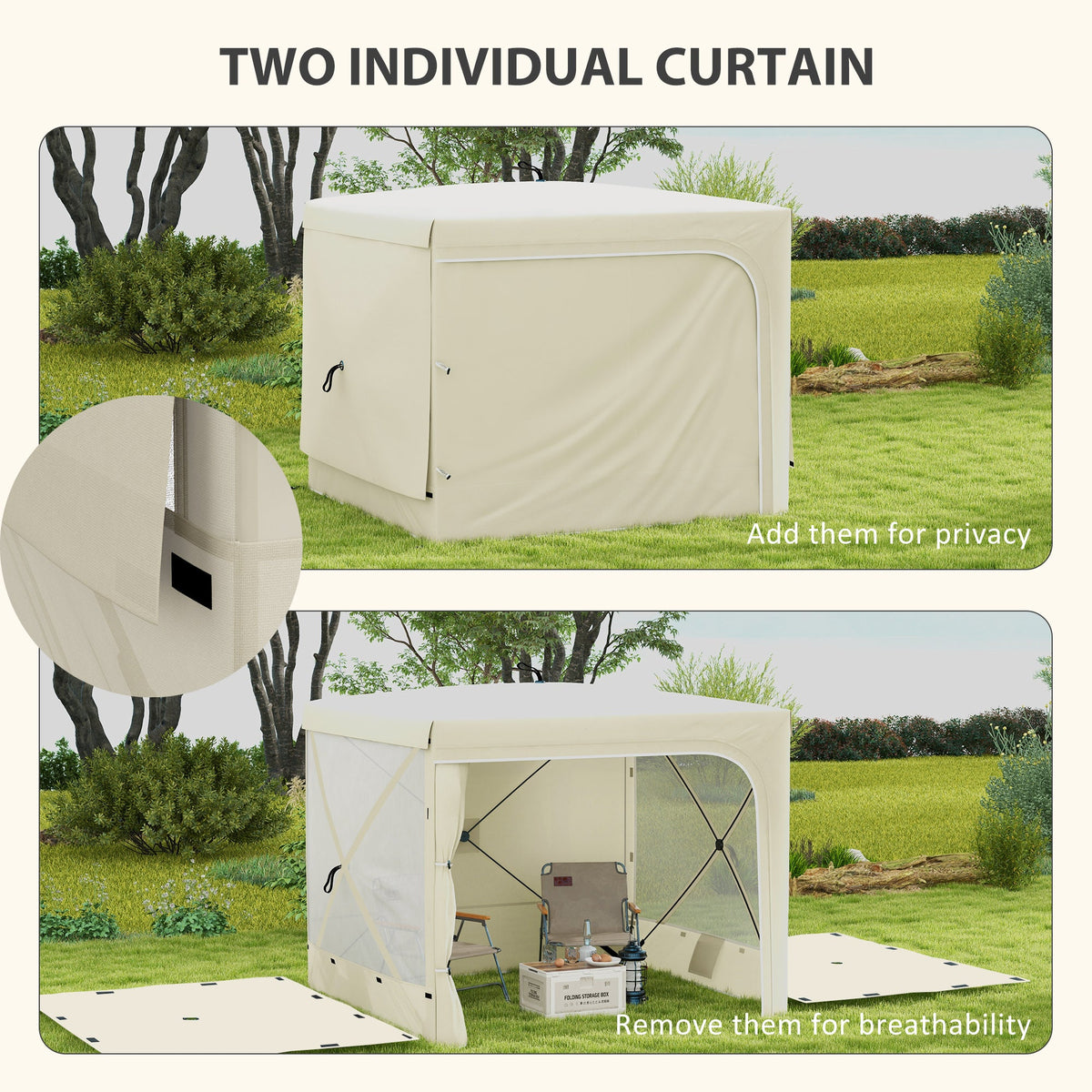 7' x 8' Pop Up Canopy Tent with Curtains and Netting, White