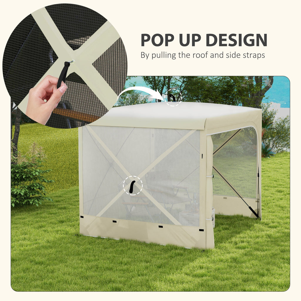 7' x 8' Pop Up Canopy Tent with Curtains and Netting, White