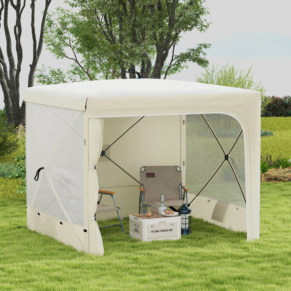 7' x 8' Pop Up Canopy Tent with Curtains and Netting, White