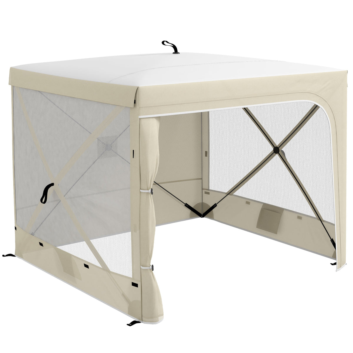 7' x 8' Pop Up Canopy Tent with Curtains and Netting, White