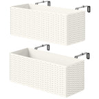 2 Pack 20" Railing Planter Boxes with Hooks and Drainage, White