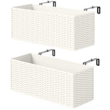 2 Pack 20" Railing Planter Boxes with Hooks and Drainage, White