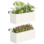 2 Pack 20" Railing Planter Boxes with Hooks and Drainage, White